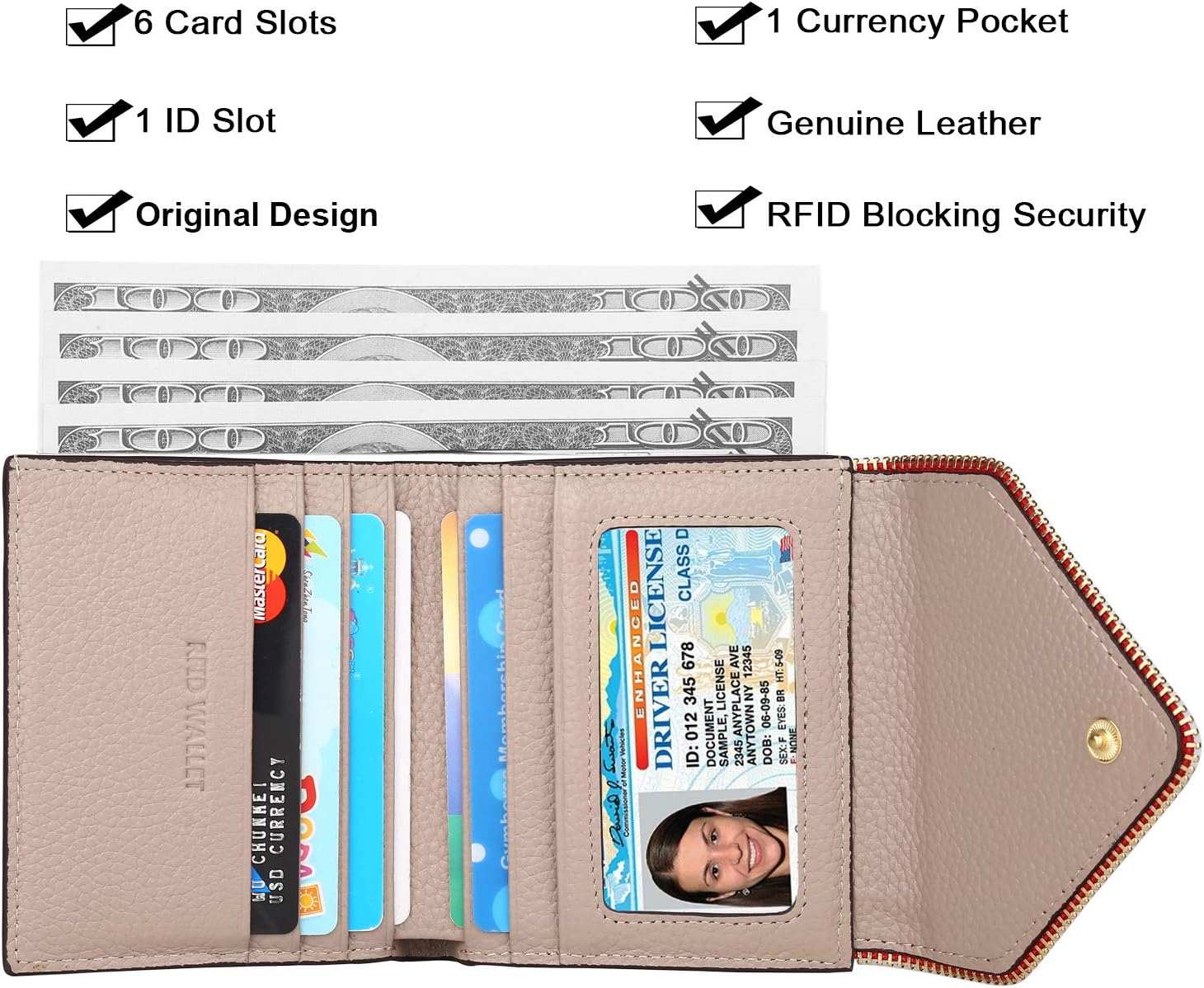 Lavemi Ultra Thin Small Compact Leather Womens Girls Wallets RFID Blocking Credit Card Holder for Women - Image 2
