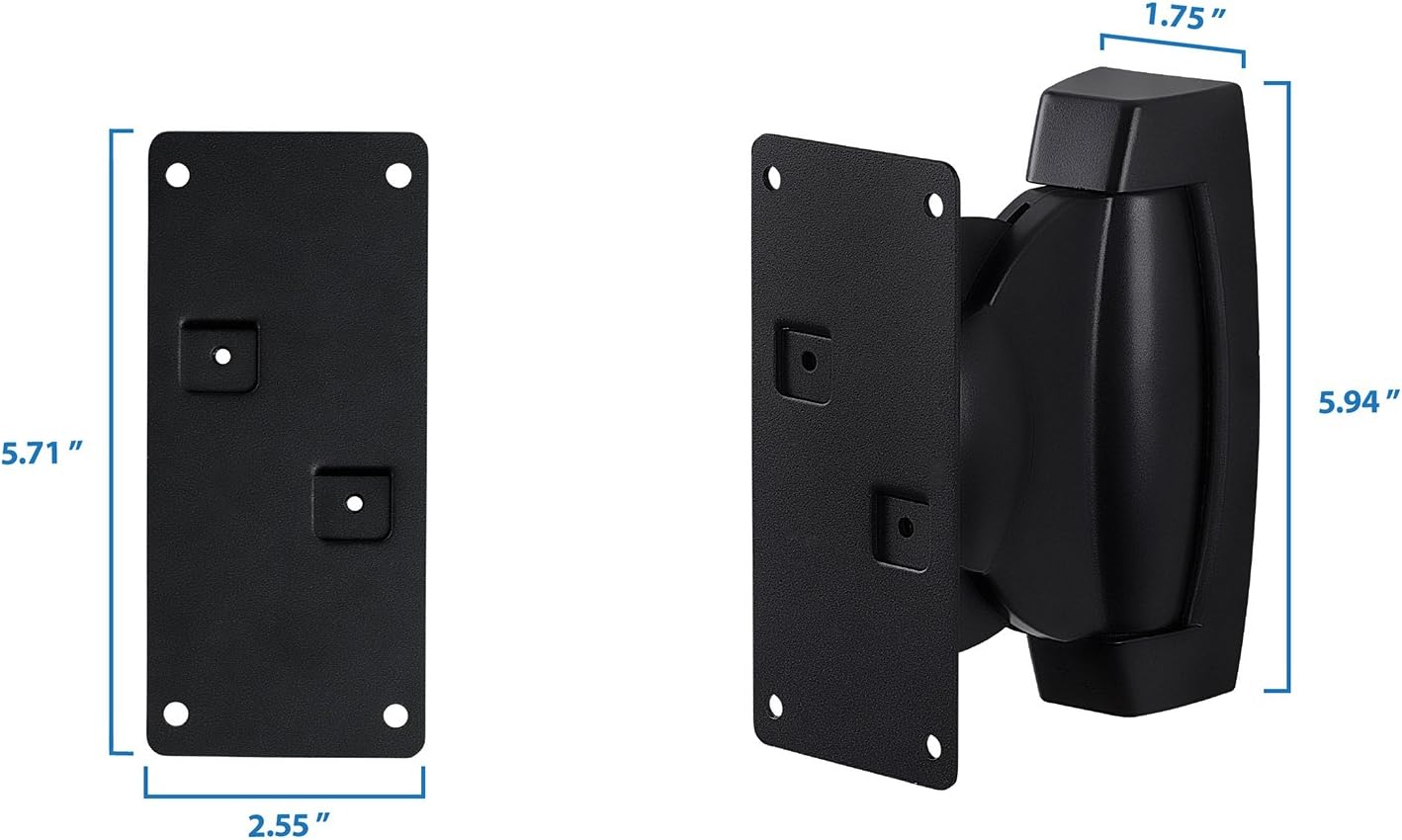 Mount-It! Heavy-Duty Speaker Wall Mount, Universal Adjustable Design for Bookshelf, Large or Small Speakers, 1 Pair, 22 Lbs Capacity, Black