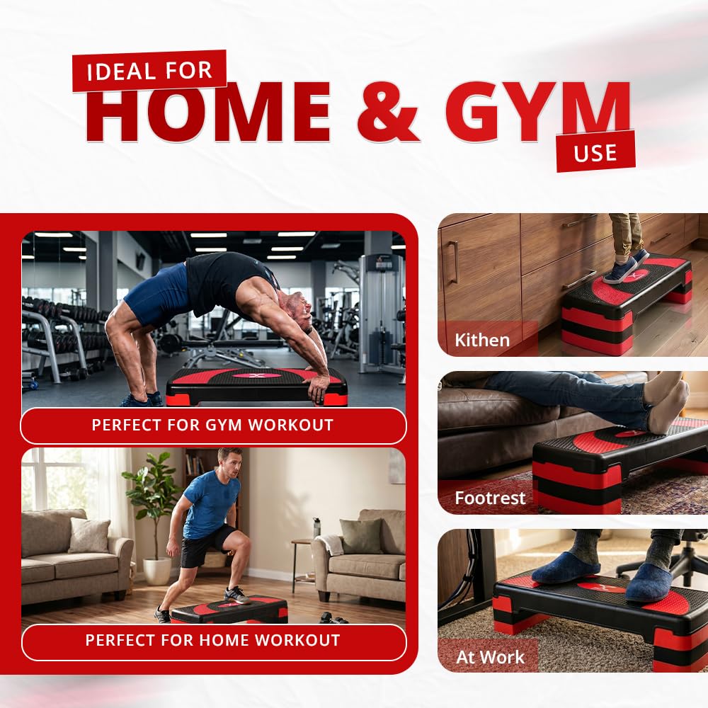 Maxstrength aérobic Stepper Cardio Fitness Step Board-3 niveaux Home Gym exercice Bloc