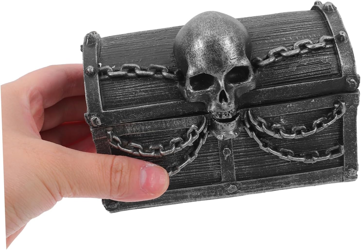 Skull Treasure Chest Jewelry Box Multifunctional Resin Storage Organizer for Keepsakes Halloween Desktop Decoration Compact Portable Storage for Small Items