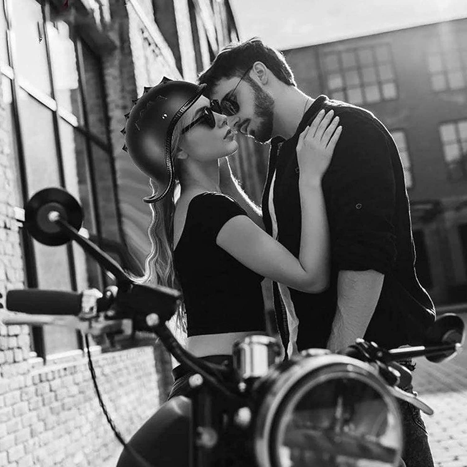 Motorcycle Helmet,German Style Vintage Half Helmet DOT Safety Standard Motorcycle Trend Personality Half Helmet Men and Women Crusier Scooter Helmet (Color : B, Size : XX-Large)