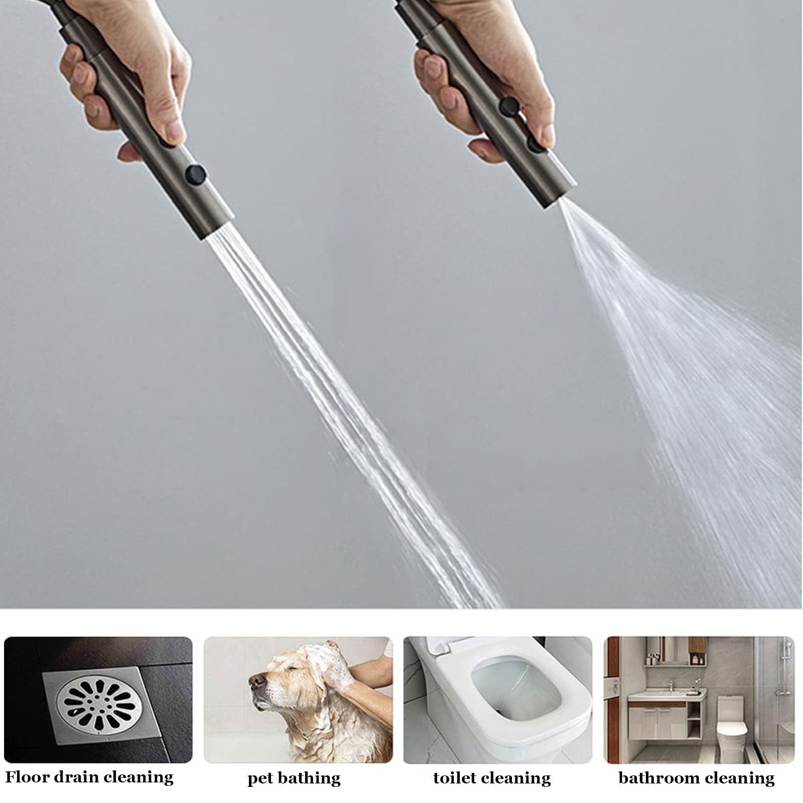 Set Rubinetto Doccia Grigio, Sistema di visualizzazione Digitale, Miscelatore Regolabile in Altezza con soffione a Pioggia 30x20 cm, doccetta a 3 modalità, spruzzatore Bidet a 2 Fu