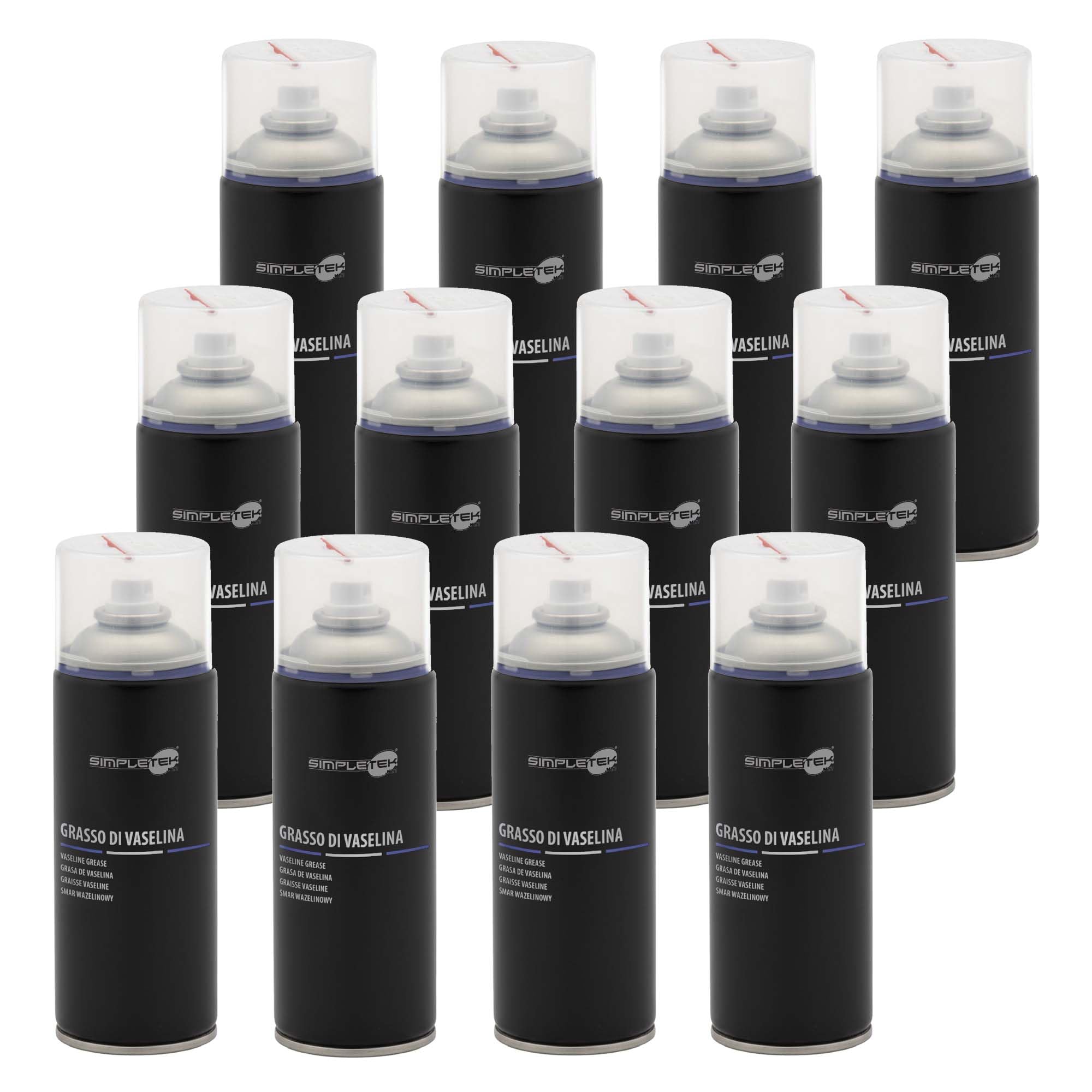 SIMPLETEK - 12x Grasso di Vaselina Lubrificante Spray Connettori 400ml | Grasso al litio