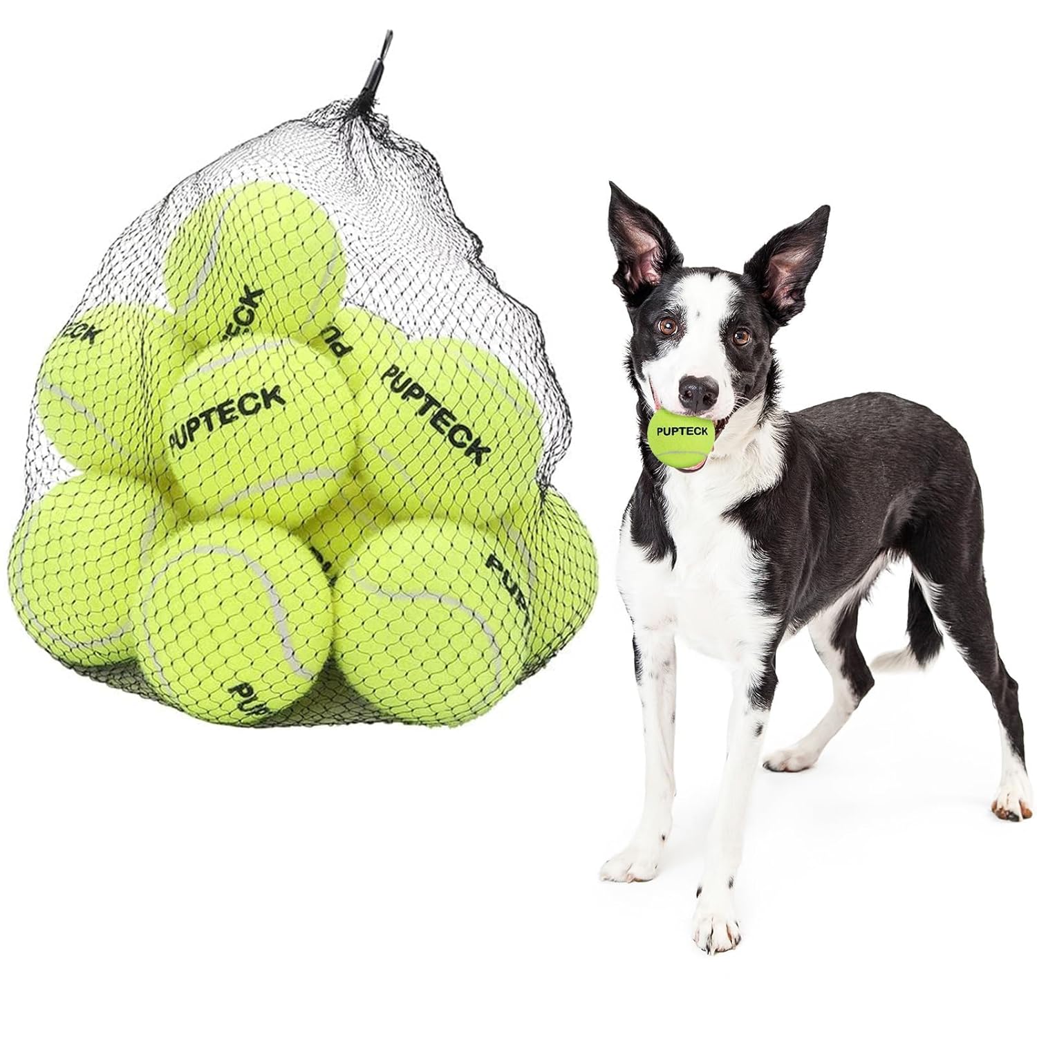 PUPTECK Squeaky Tennis Balls for Dogs 2 5 Training Bouncy Ball Toys 12 Packs for Dogs Playing Exercise