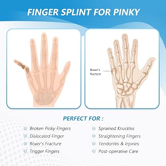 Pinky Finger Splint, Finger Splint for Pinky, Broken Finger, Trigger Finger, Metacarpal Splint Hand Brace, Little Finger Brace for Tendonnitis, Pain Relief, Fits for Left & Right Hand(M)