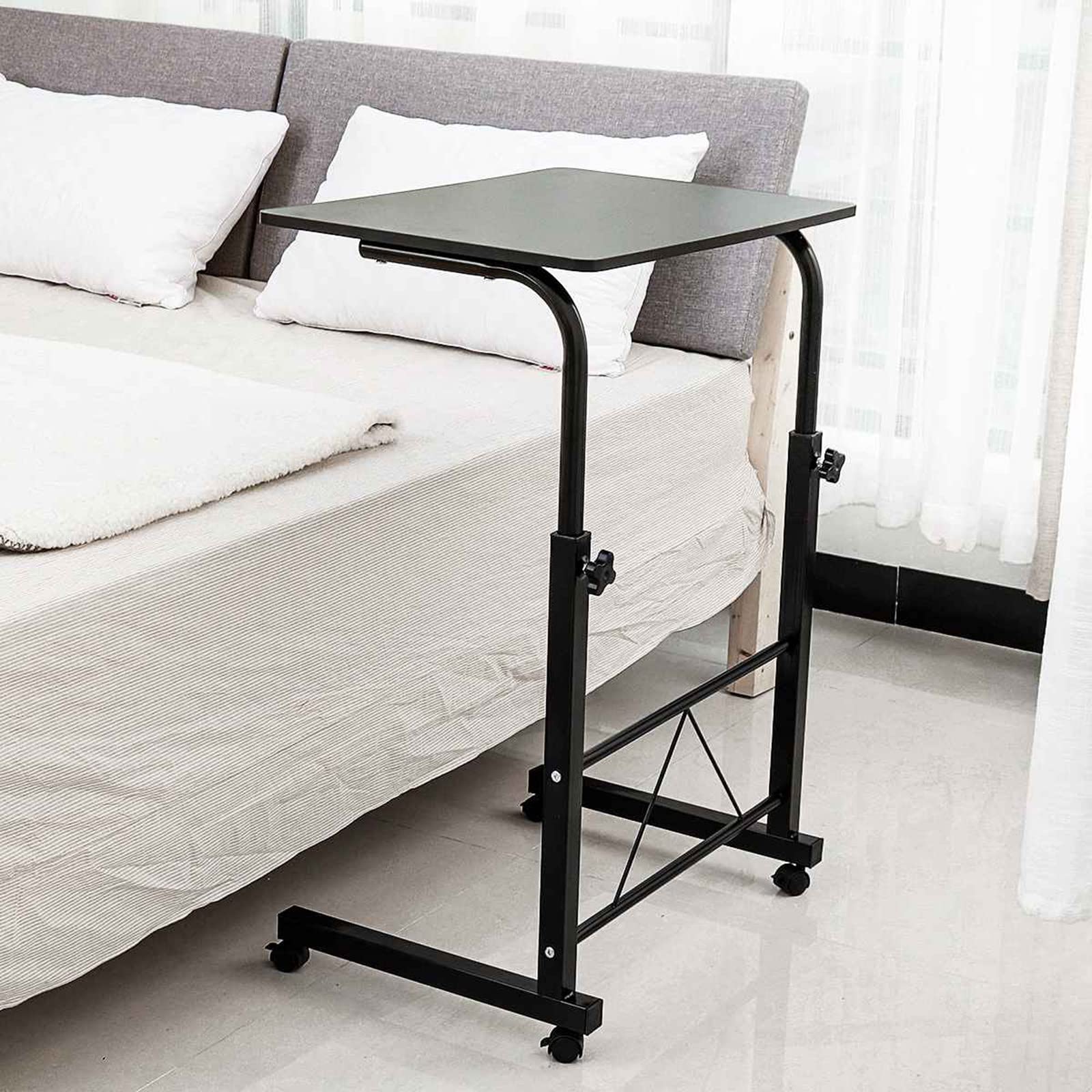 Bureau debout mobile et réglable pour ordinateur portable avec roues