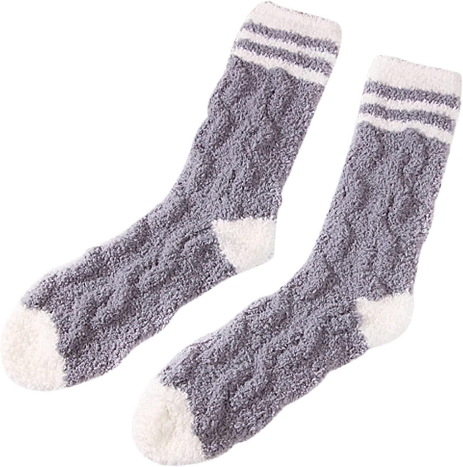 [PIPONS] 保温 くつ下 防寒ソックス 冬用 もこもこ靴下 10足組 靴下 ストライプ カラーブロック 保温ソックス 冬 レデ