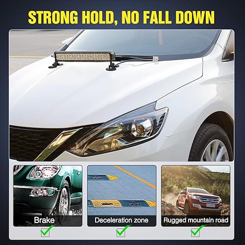 Miniatura 6 de Nilight 2 soportes de barra de luz de base magnética soporte de ventosa fuerte de ajuste universal con bota de goma para luz de trabajo LED de