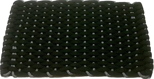 Rockport Rope Doormats 2034382P - Felpudos prémium para interiores y exteriores, 20 x 34 pulgadas, negro con inserto gris