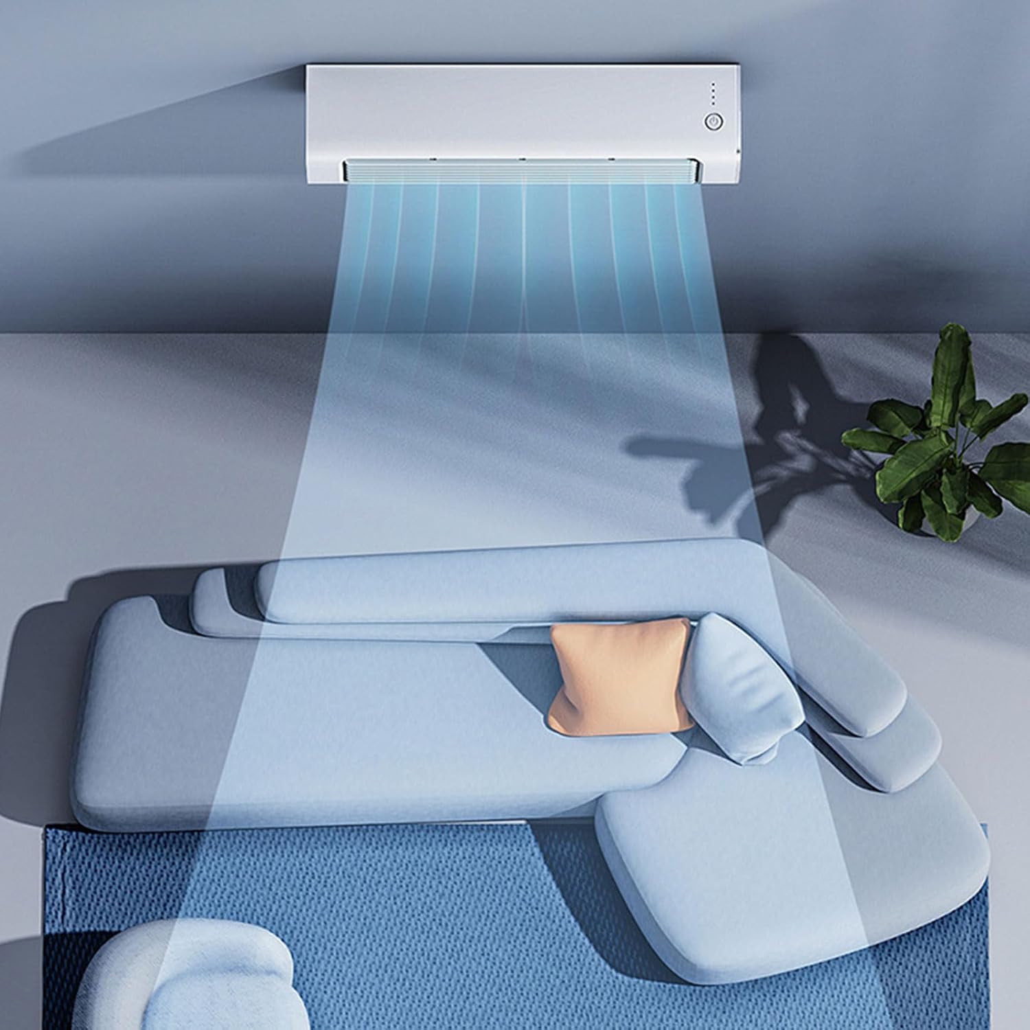Compact Tabletop Tower Fan with Left Right Oscillation, Blue