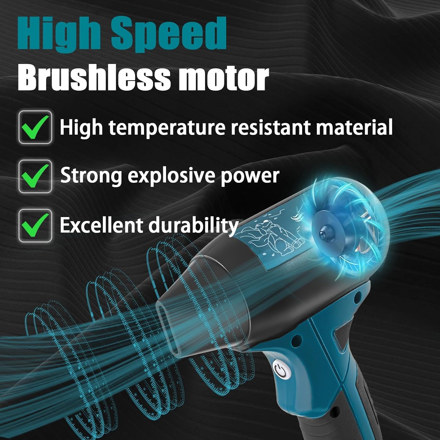 130000RPM Compressed Air Duster Cordless with 4 Gear Speed Mini Jet Fan Blower for Leaf Blower PC Keyboard(for Makita 18V Lithium Battery)