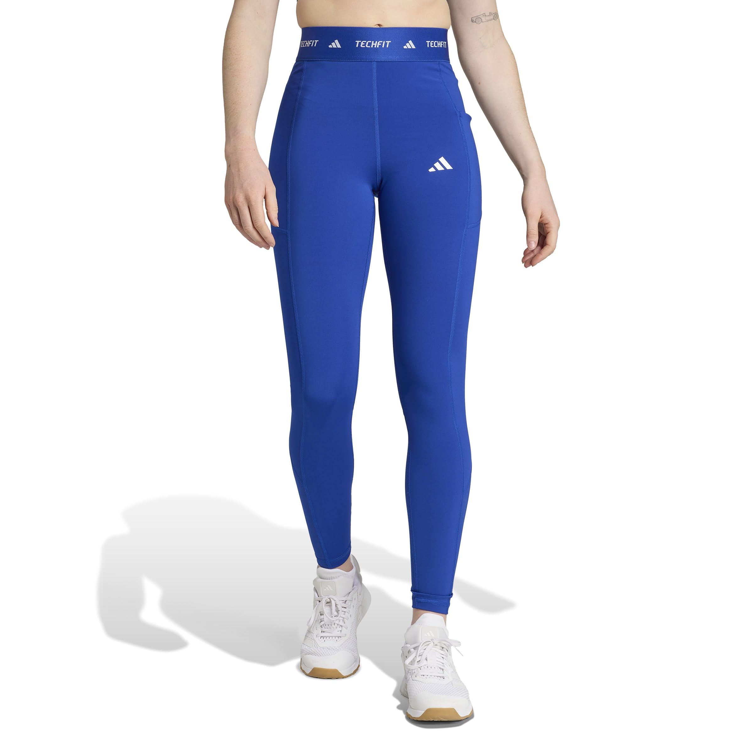 adidas Donna TECHFIT Stash Pocket Full Length Leggings, Royal Blue, XS