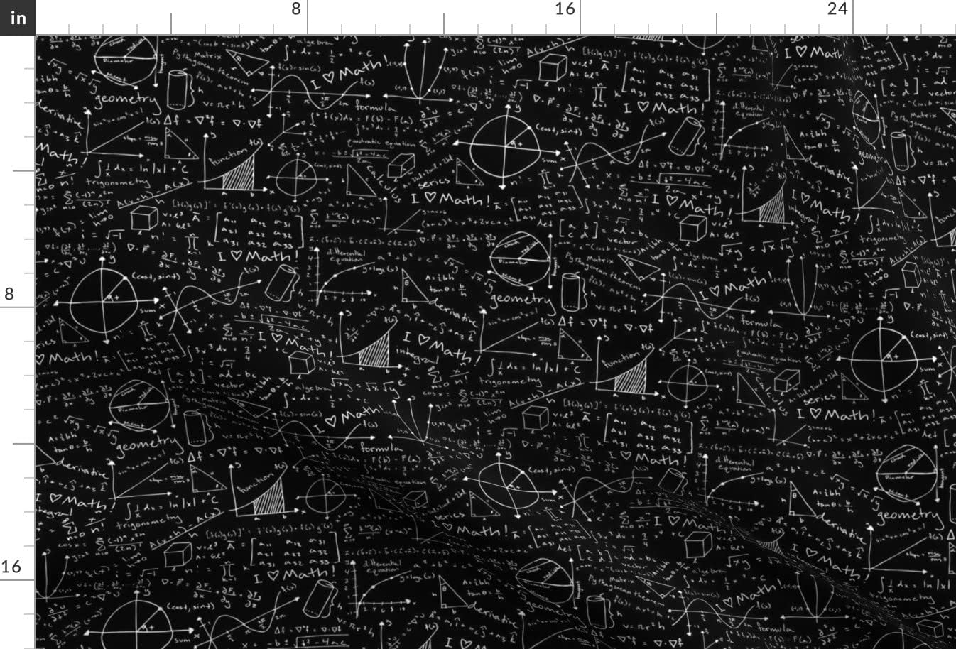 Spoonflower Fabric - Equations Dark Geek Nerd Math Pi Day Pretty Handwriting Chic Science Printed on Upholstery Velvet Fabric Fat Quarter - Upholstery Home Decor Bottomweight Apparel