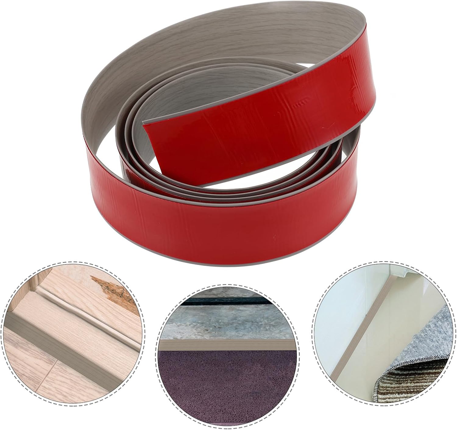 SOLUSTRE Self-Adhesive Wood Grain Floor Transition Strip 1m, 5cm Wide PVC Threshold Molding Trim for Carpet, Laminate Tile Flooring Edging, Doorway Divider Strip for Home Renovation
