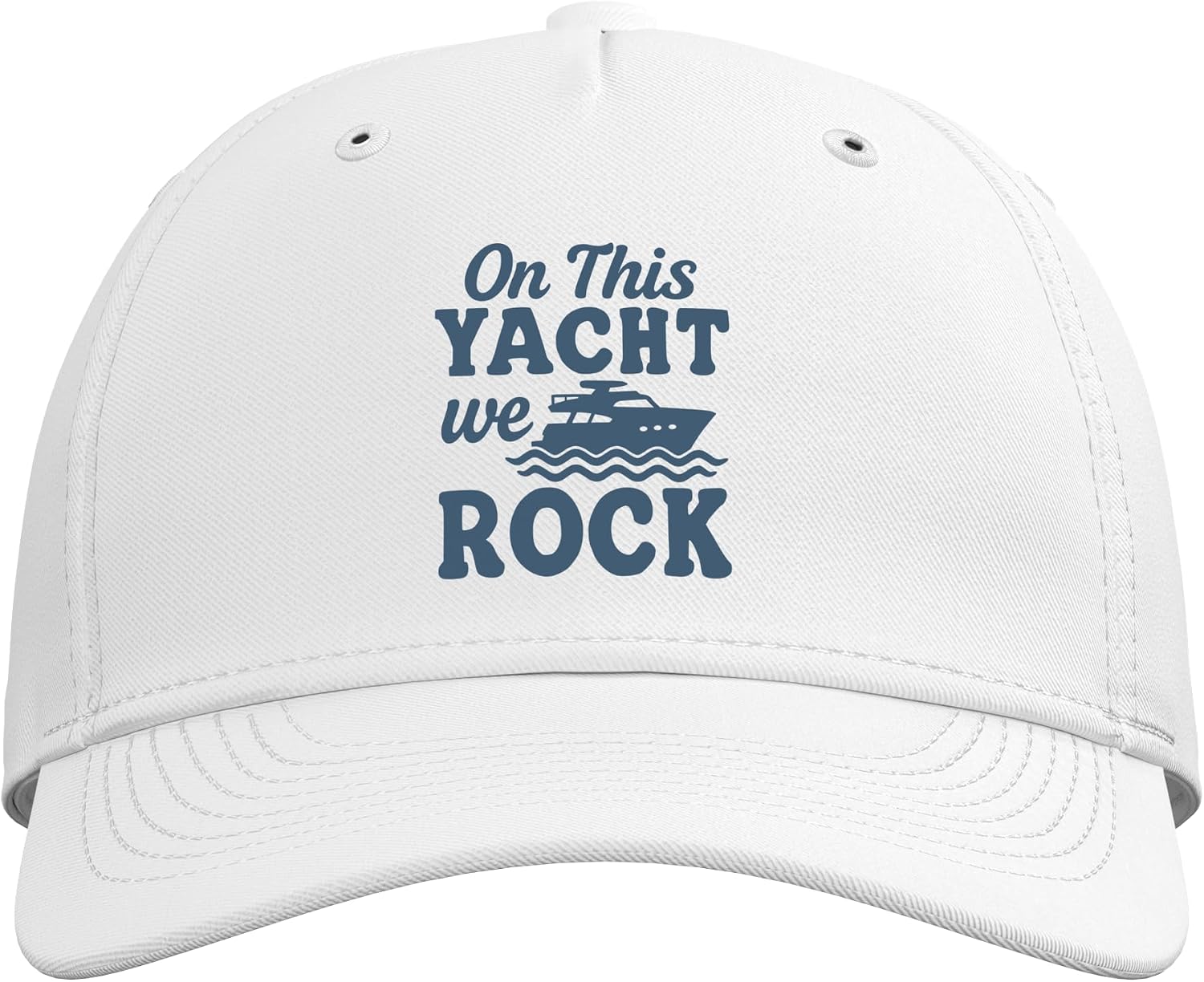 On This Yacht We Rock Boat Party Music Funny Boating Adjustable Baseball Hat image 2