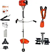 Roçadeira a Gasolina Bipartida 52cc 2,5HP Profissional com Cinto Duplo Almofadado e Enxada Rotativa Capinadeira Carbon Fak