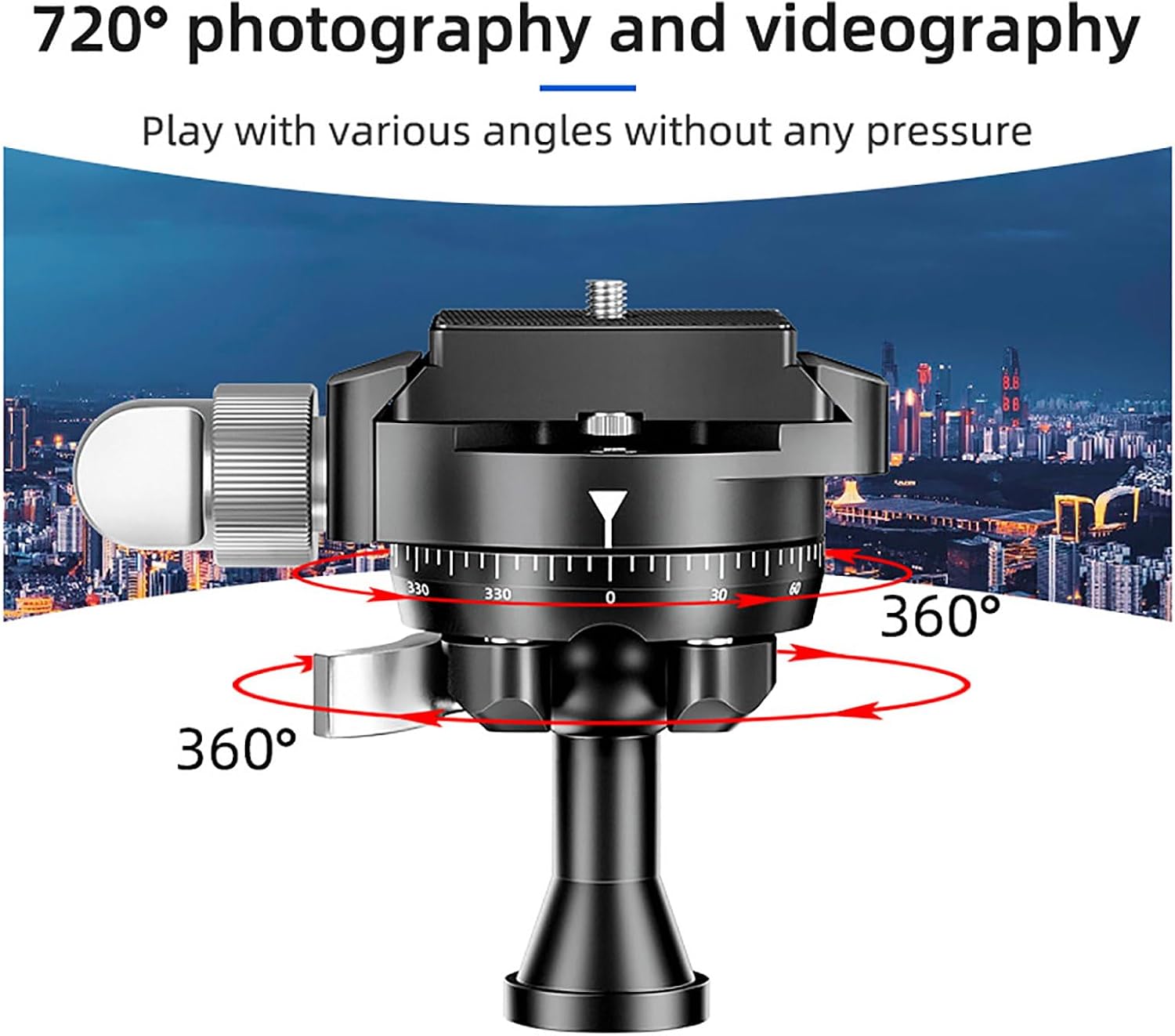 KA18 Panoramic Inverted Spherical Head SLR Camera Photography 360°Flip Pull Buckle Spherical Ballhead