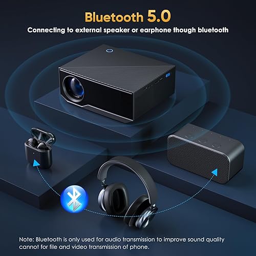 Miniatura 5 de Proyector con Wifi y Bluetooth, Mini proyector nativo de 1080P 12000 lúmenes 4K, proyector portátil compatible con iPhone, teléfono Android, TV