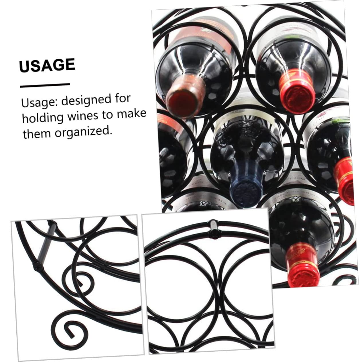 Cabilock Botellero de Hierro Negro Desmontable para Vino, Expositor | Organiza y Sostiene Botellas, Uso en Restaurante y Hogar, Obsequio Creativo para Esposo o Amigo