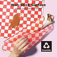 Vista 4 de Fit Meal Prep [250 hojas] Papel de delicatessen de 12 x 12 pulgadas, papel encerado seco a cuadros rojos y blancos para canasta de alimentos
