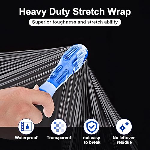 Miniatura 4 de Película elástica, resistencia industrial, envoltura retráctil para envoltura de paletas, envoltura de plástico transparente resistente con asas,