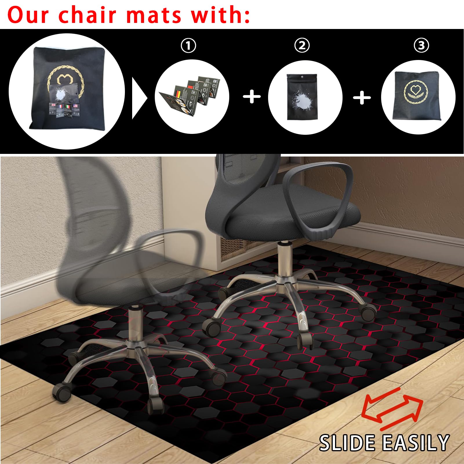 Alfombrilla para Silla para Suelos Duros Alfombrilla Protectora para Suelos Alfombra Silla Oficina Antideslizante Tapete Protector para Suelo Alfombra Suelo Gaming 90 x 120 cm