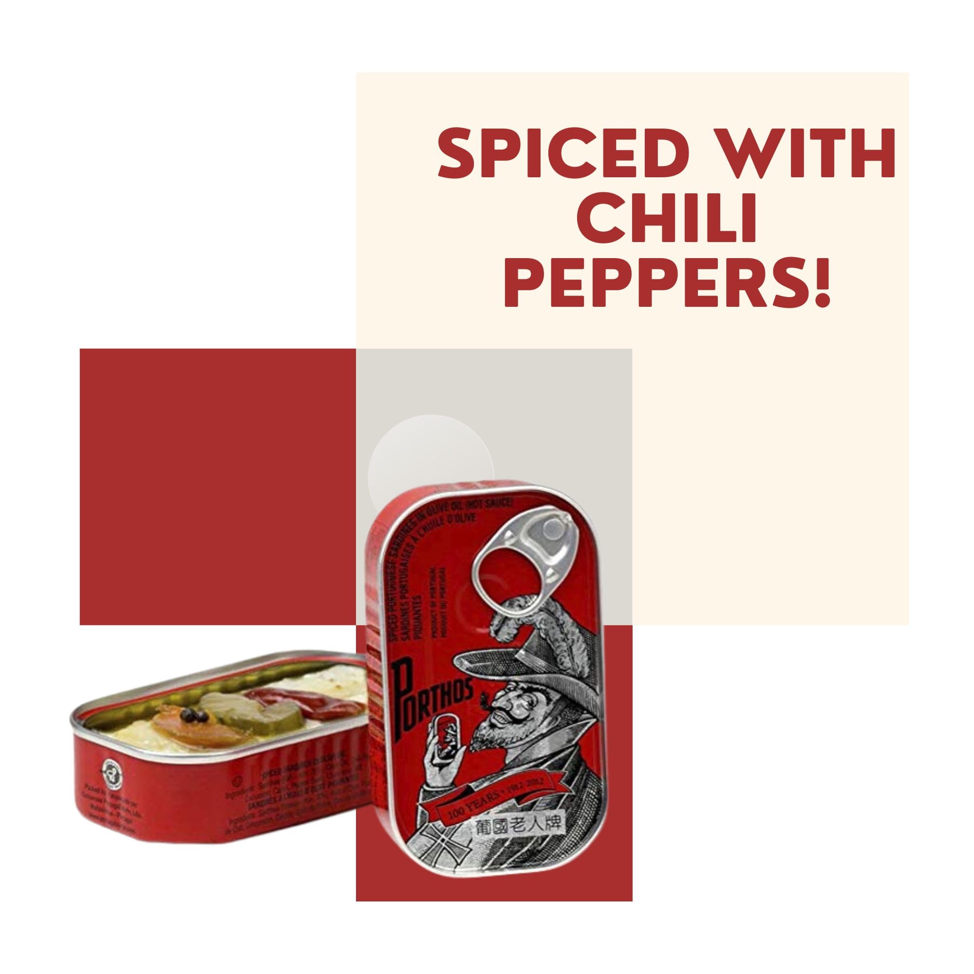 Spiced Sardines in hot olive Oil 3 tins x 125 g, Porthos / Portugal