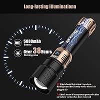 Vista 6 de SKYFIRE LED Flashlights High Lumens with Ignition Lens&Color-Changing Yellow/Blue Lenses,2000lm Super Bright Rechargeable,Zoomable,4