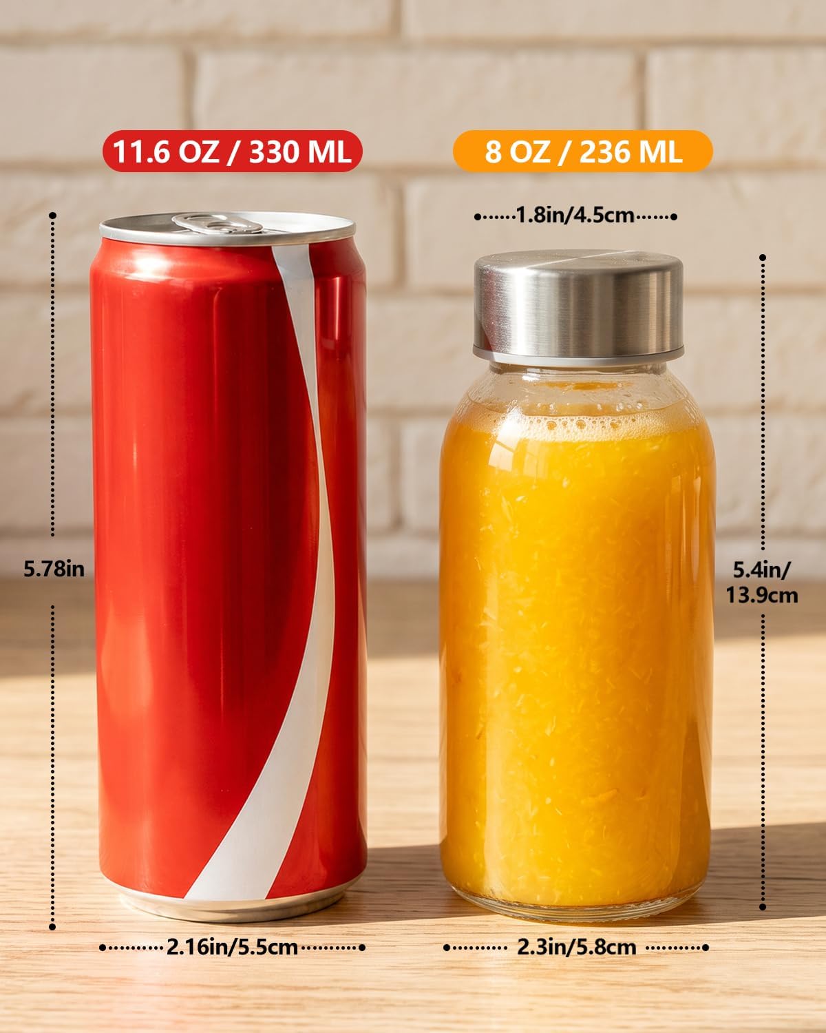 Zukro 8 oz Small Glass Juice Bottles with Stainless Steel Lids Leak Proof image 5