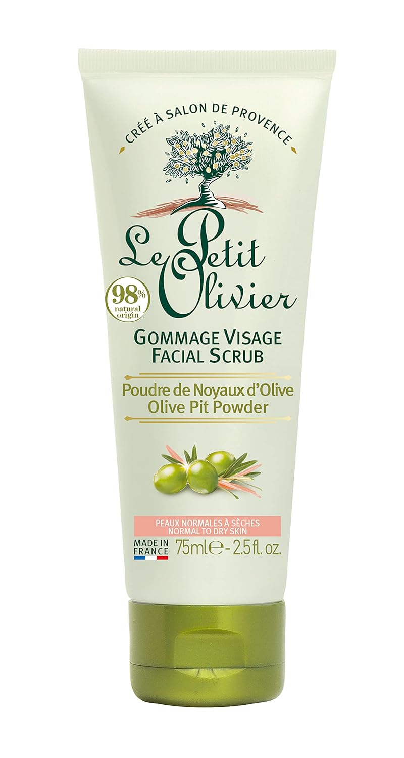 Le Petit Olivier Facial Scrub for Normal to Dry Skin - Made with Olive Pit Powder - Smoothes and Refines Skin - Leaves Complexion Luminous - Sulfate Free - Natural Origin Ingredients - 2.5 oz
