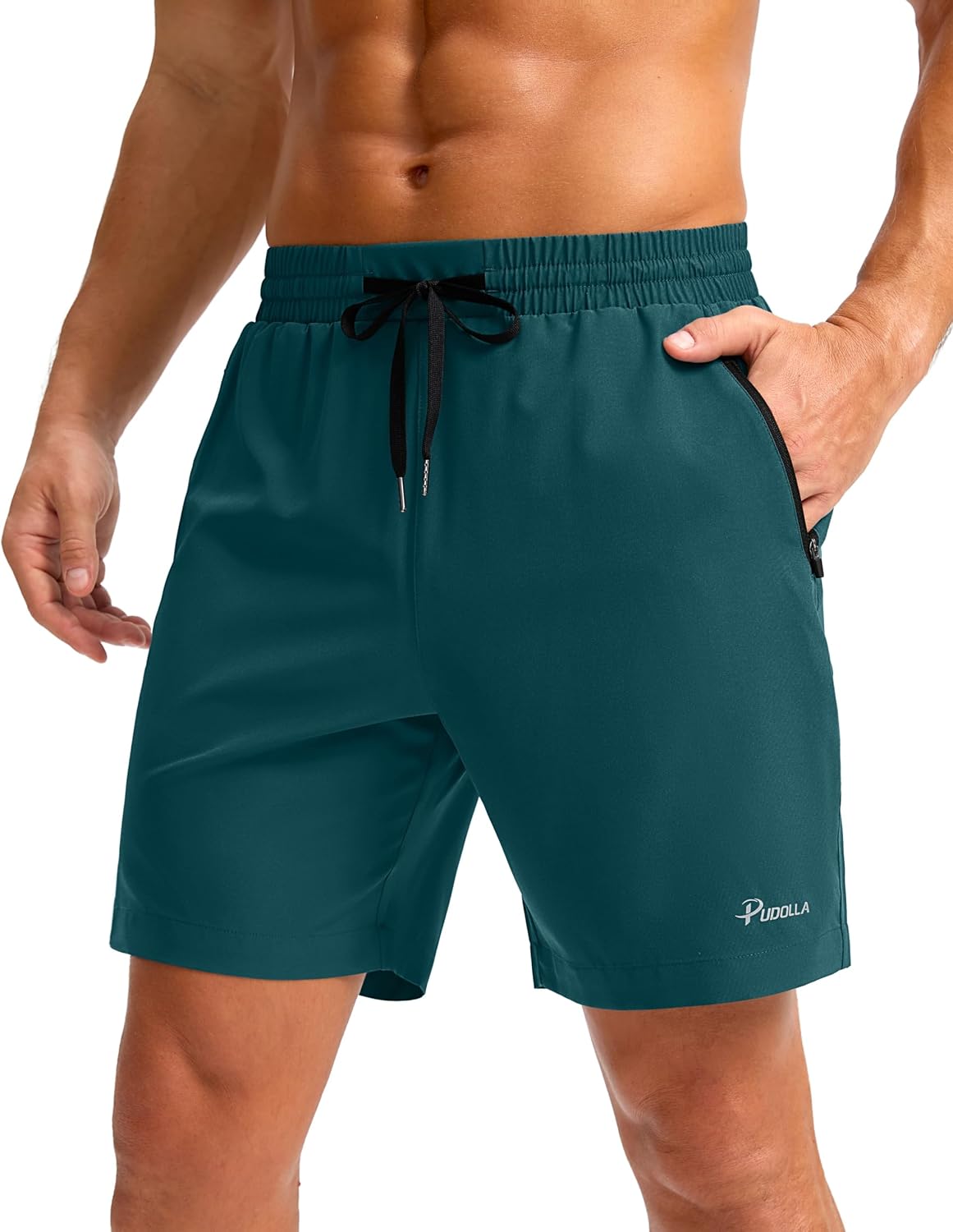 Pudolla Men's Running Gym Shorts with Zipper Pockets 5"/7"/ Lightweight Quick Dry Running Workout Athletic Short