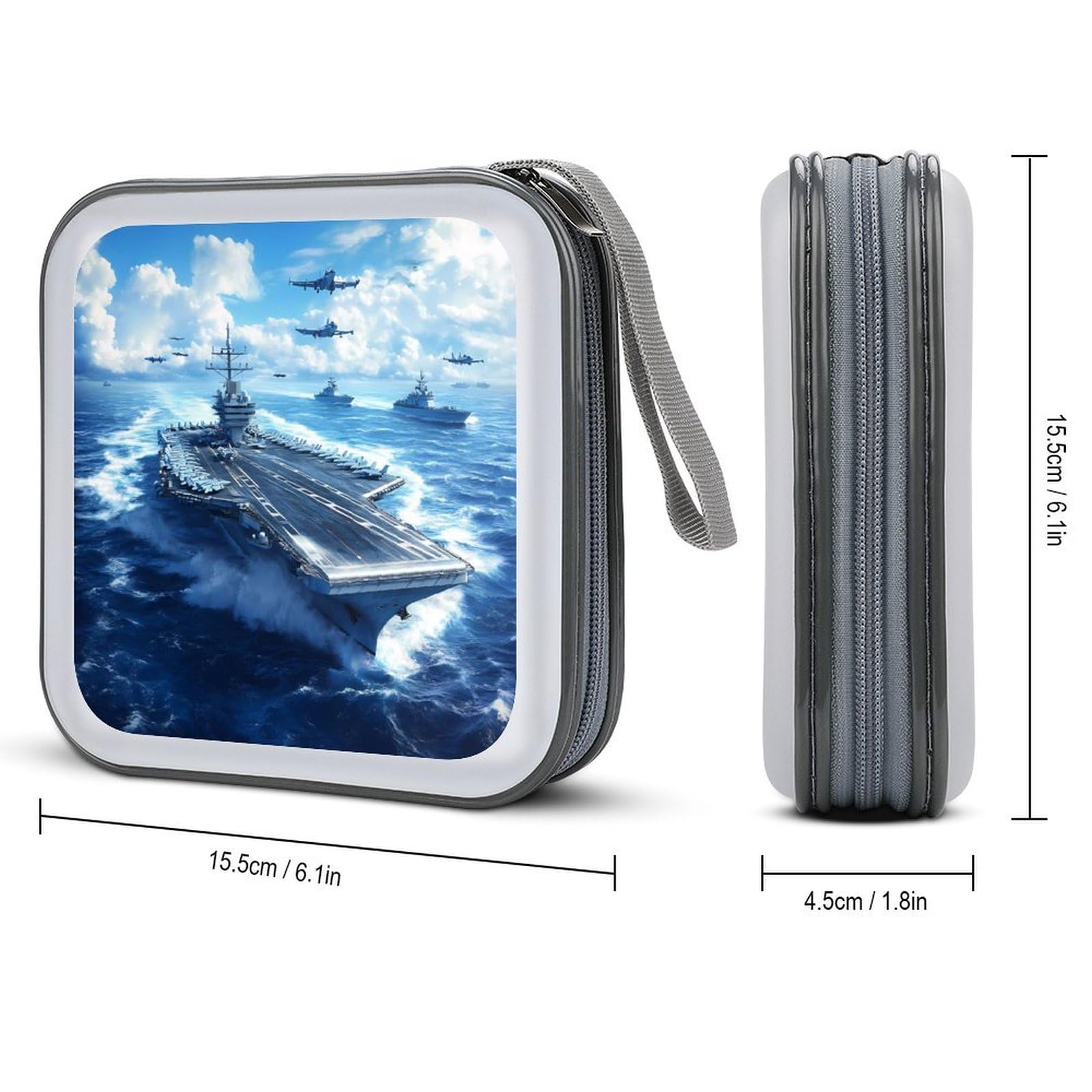 Aircraft Carrier Warship CD Case Portable DVD Holder Storage Organizer for Home Travel