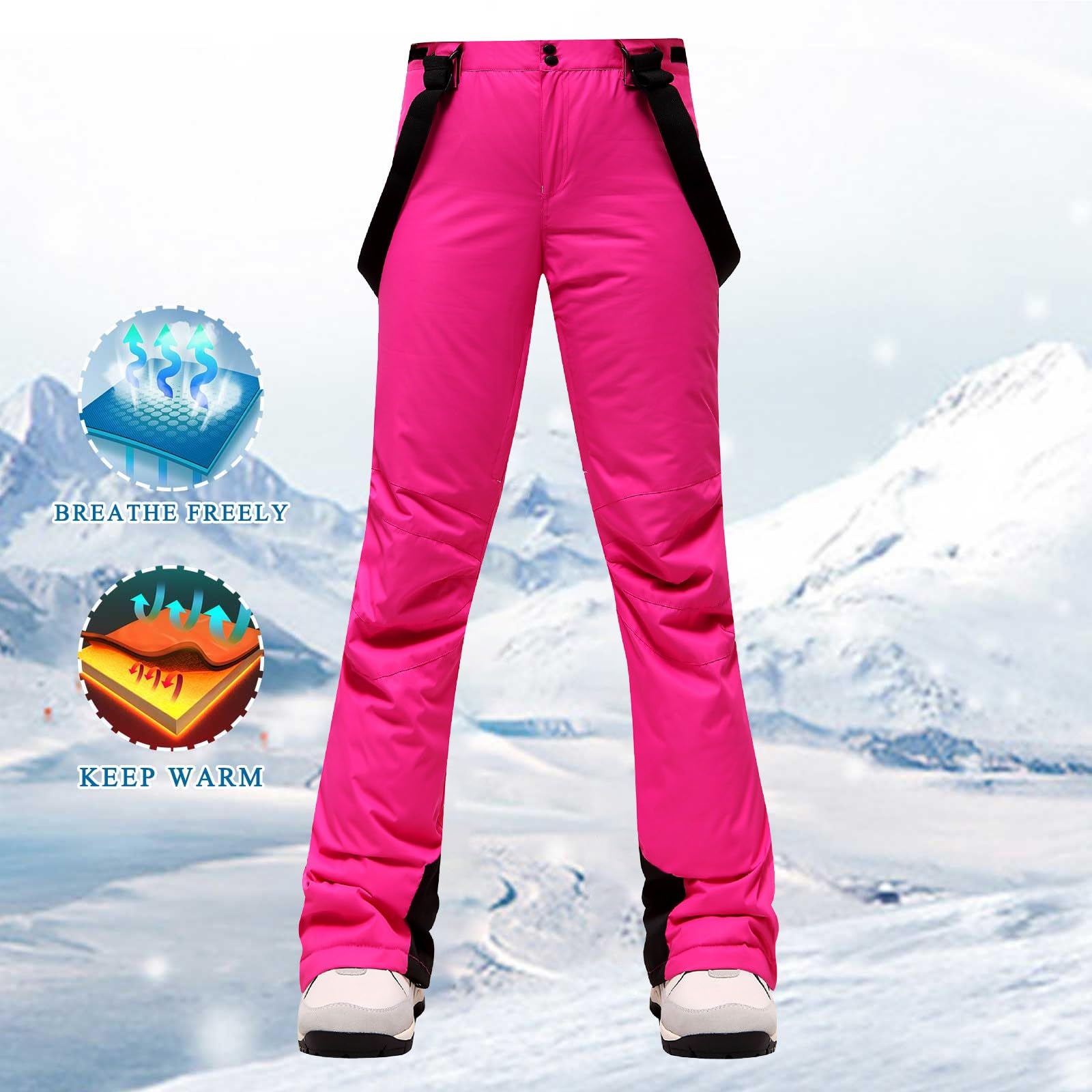 Damen-Ski-/Schneehose, leichte -Trägerhose Winterkleidung Herren