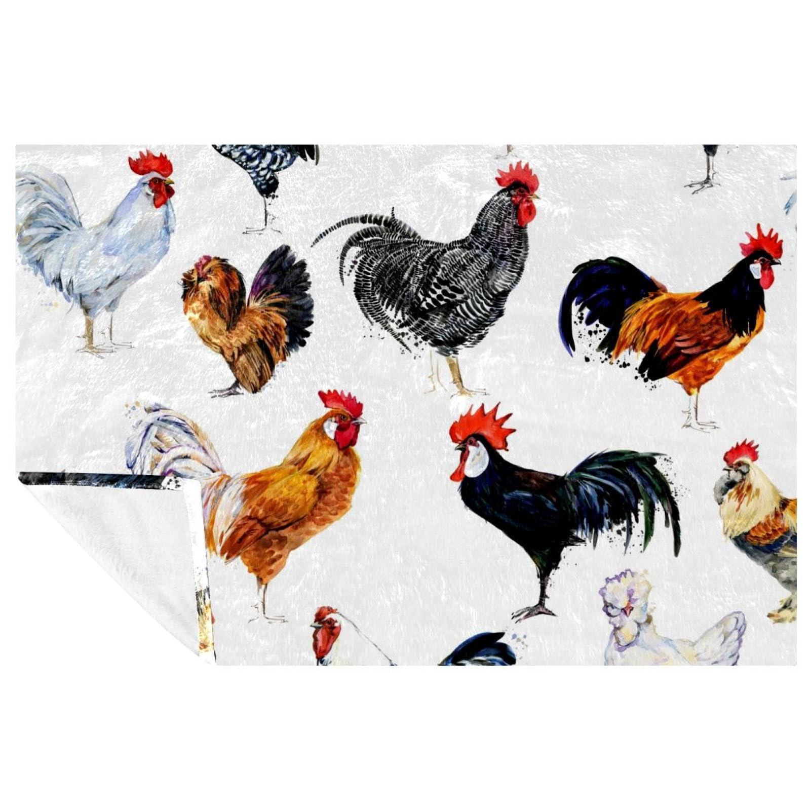 Couverture coq douce et chaude 150x100 cm, plaid thermique pour canapé