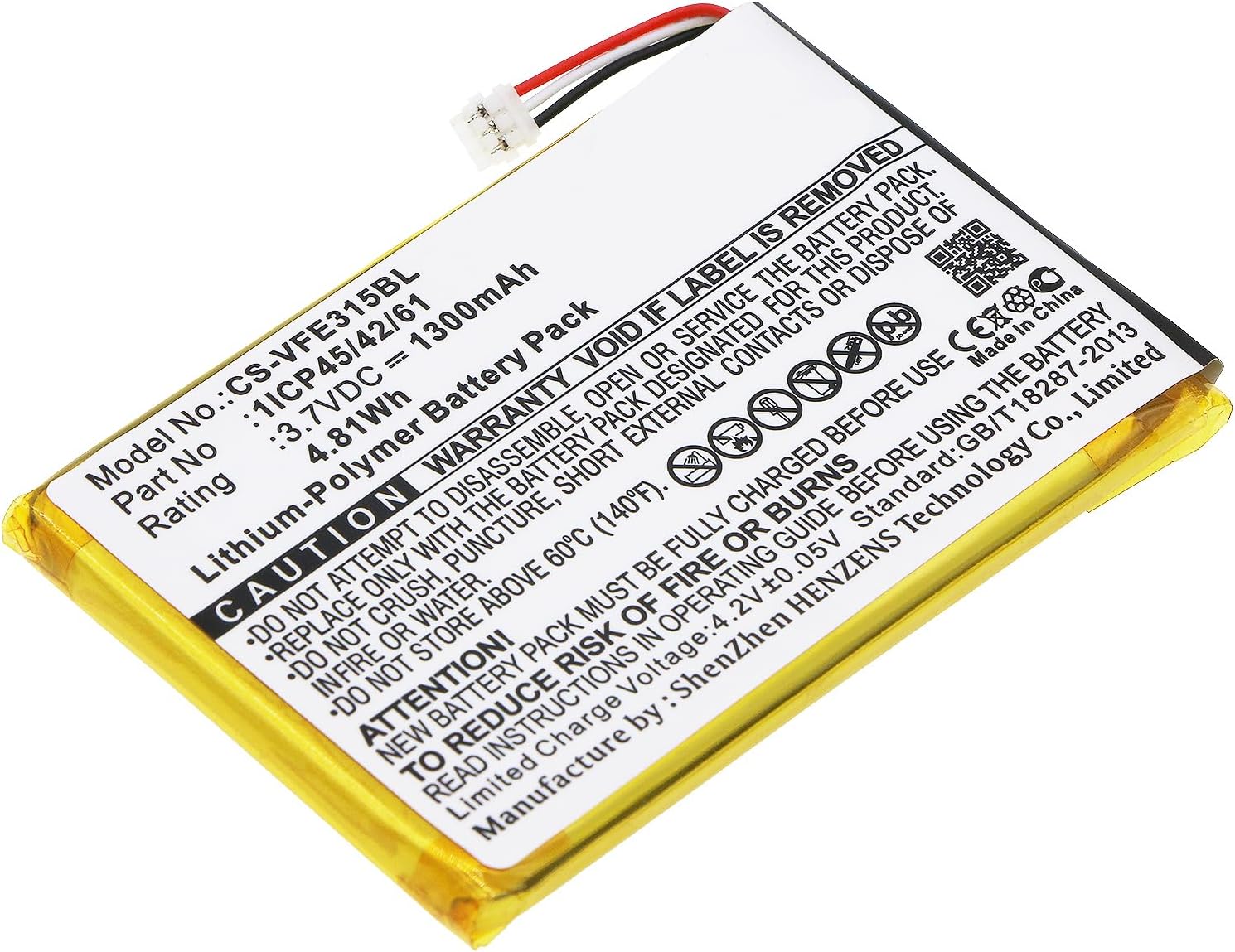 ALLC Replacement Battery for Verifone e315/e315M/e335/e335M/IPAY E315/IPAY E335,PN:1ICP45/42/61,BPK087-300,BPK087-300-01-A,1300mAh