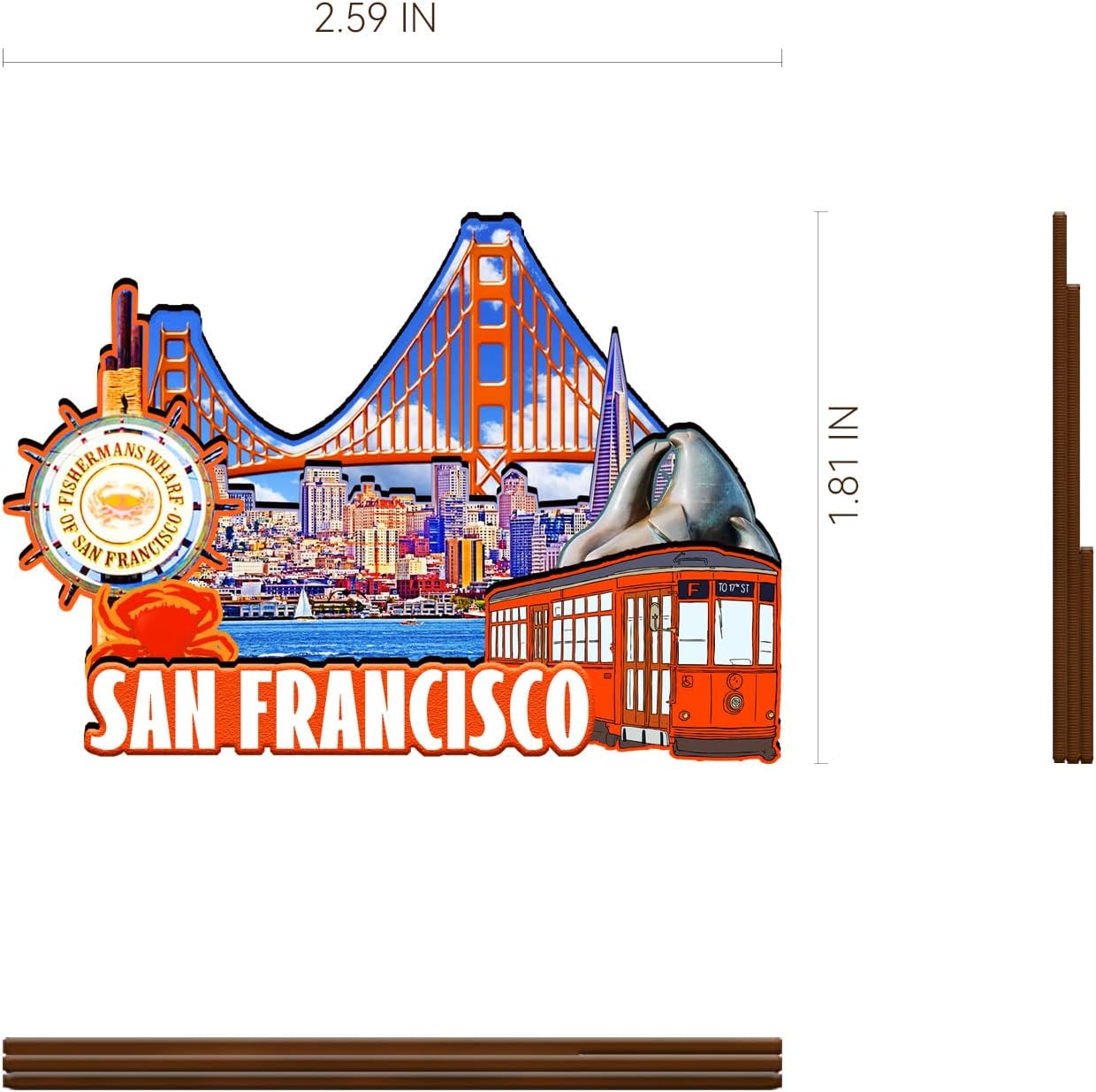 USA San Francisco Wooden Magnet 3D Fridge Magnets Travel Collectible Souvenirs Decorations Handmade Crafts-2 image 3