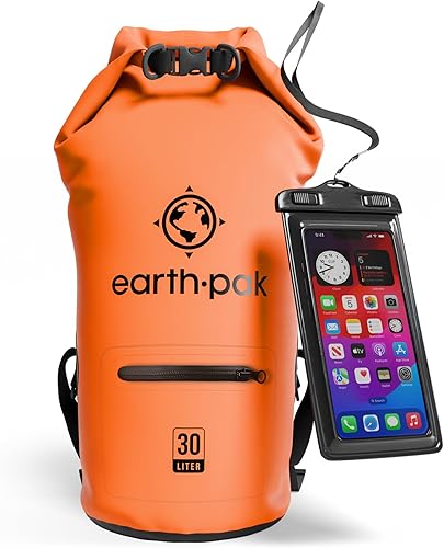 Earth Pak Waterproof Dry Bag with Zippered Pocket - Waterproof Dry Bag Backpack Keeps Gear Dry