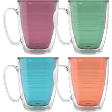 Tervis Clear &amp; Colorful Tabletop - Bright Colors Mug Collection Made in USA Double Walled Insulated Tumbler Travel Cup Keeps Drinks Cold &amp; Hot, 16oz Mug - 4pk, Assorted