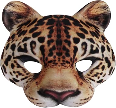 DALJIAFA Halloween Leopard Mask Leopard Half Face Cat Animal Women Men Party Mask for Christmas Xmas Cosplay Dress Up Masquerade Holiday Festival Carnival Parade Bar Birthday Party Supplies