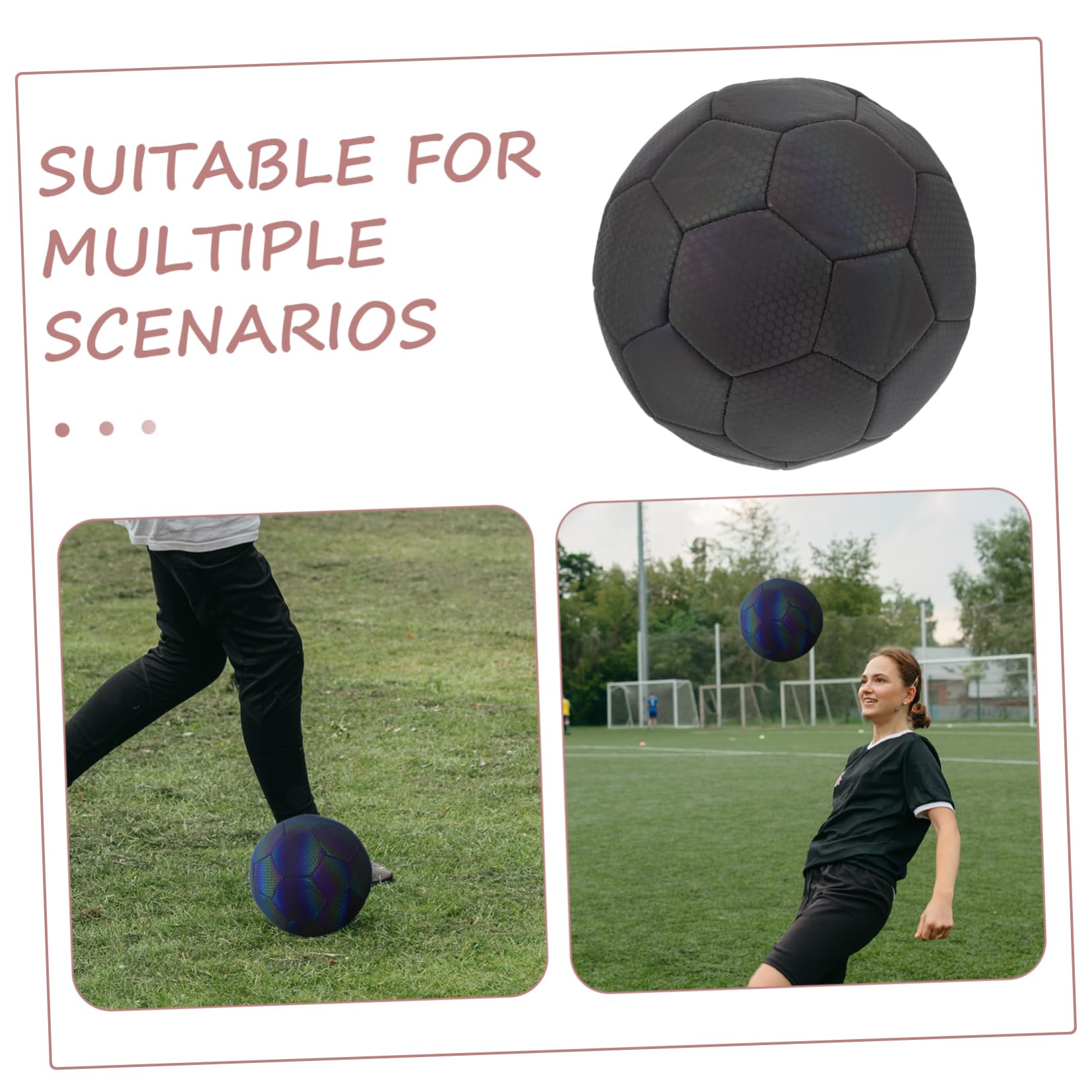 Palla da Calcio Riflettente Olografica per Allenamento, Alta Visibilità | Gomma, Pelle Sintetica e Camera Butilica, Uso in Campo e Ragazze Adolescenti, Back To School Party