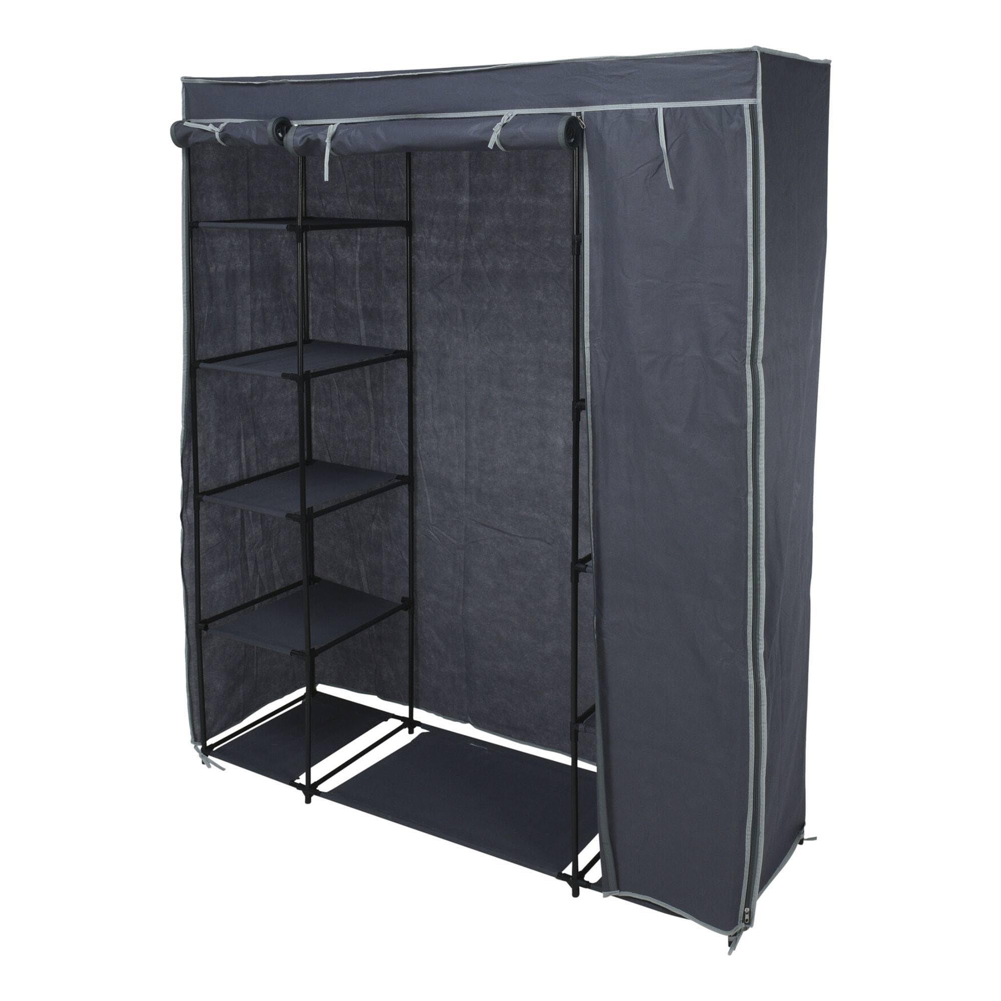 Armario de almacenaje camping gris de 141x45x167 cm con estantes para exterior