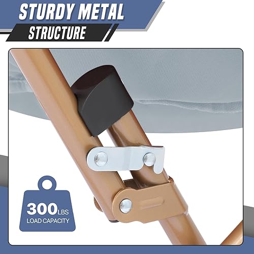 Miniatura 10 de Juego de 2 sillas plegables de luna de gran tamaño, sillas redondas grandes de piel sintética, juego de 2 con reposapiés plegable para adolescentes