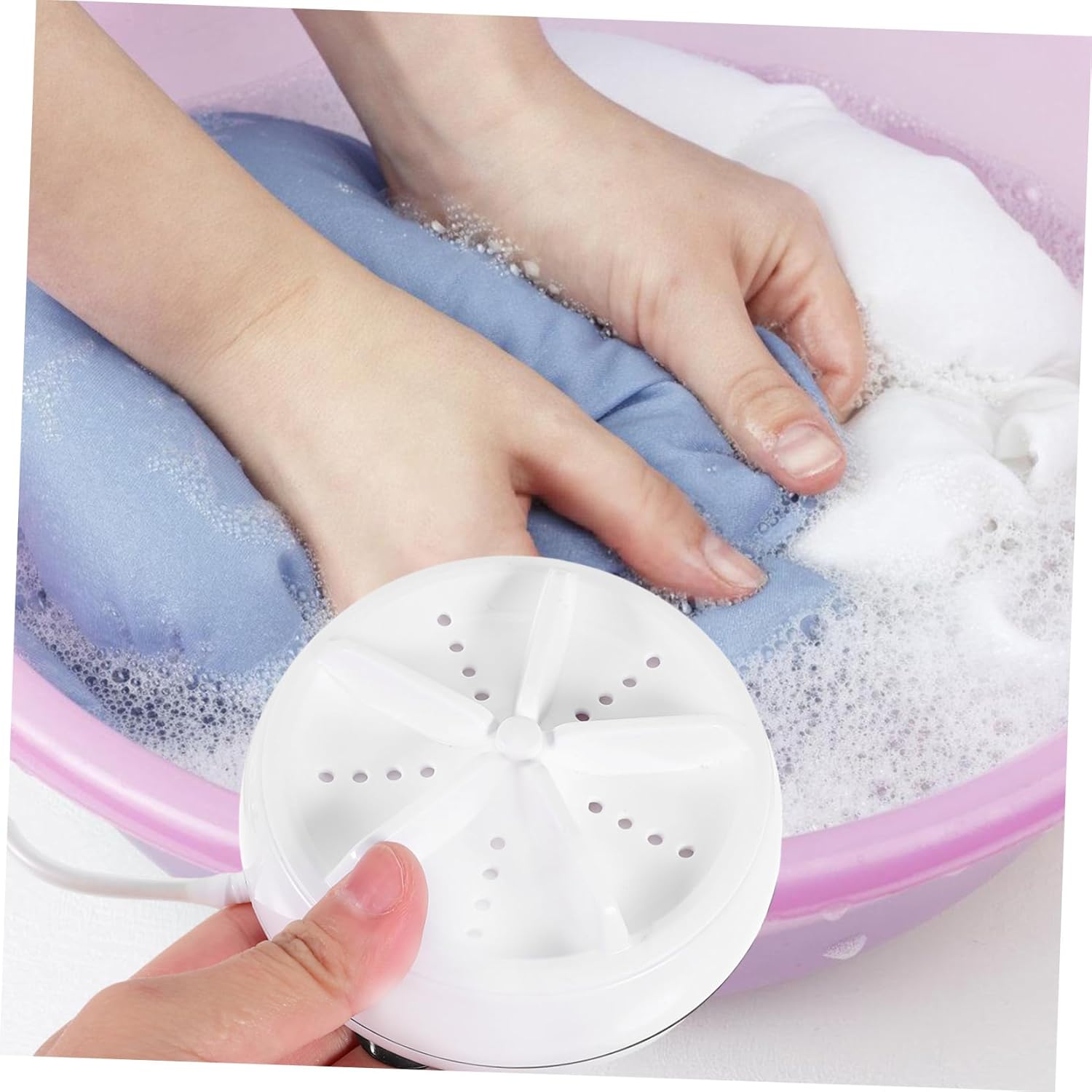 HOMSFOU Mini Turbine Washing Machine Portable Clothes Washer Abs Material Travel Washer Dorm School Easy to Carry