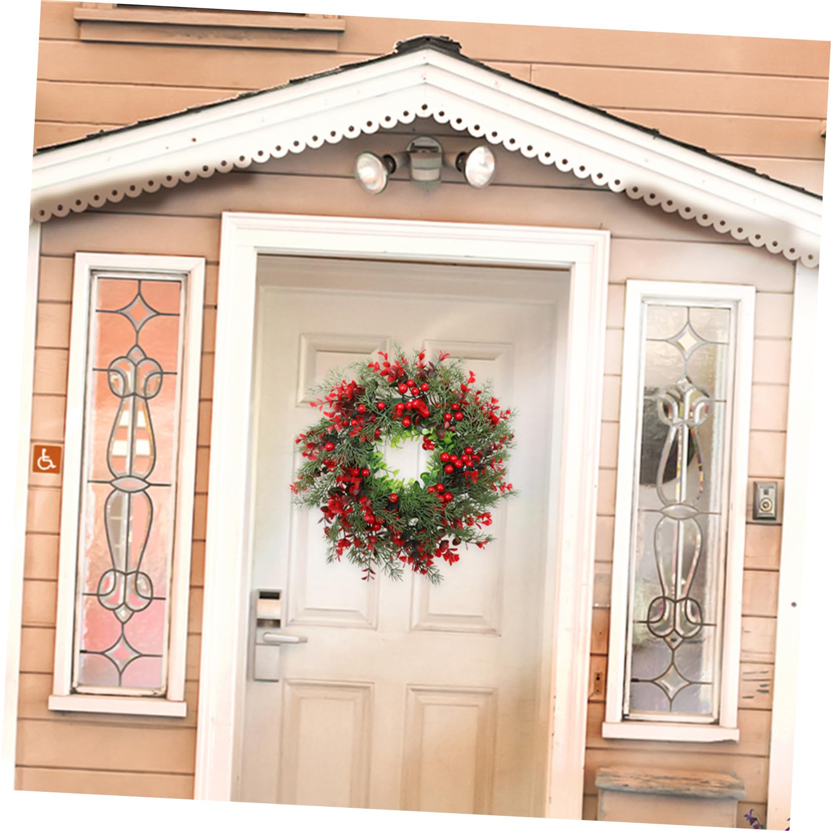 Guirnalda Navideña Artificial de Eucalipto 3 Piezas Bayas Rojas, Decoración de Puerta para Interiores y Exteriores, Adorno de Temporada para Hogar y Chimenea Invierno