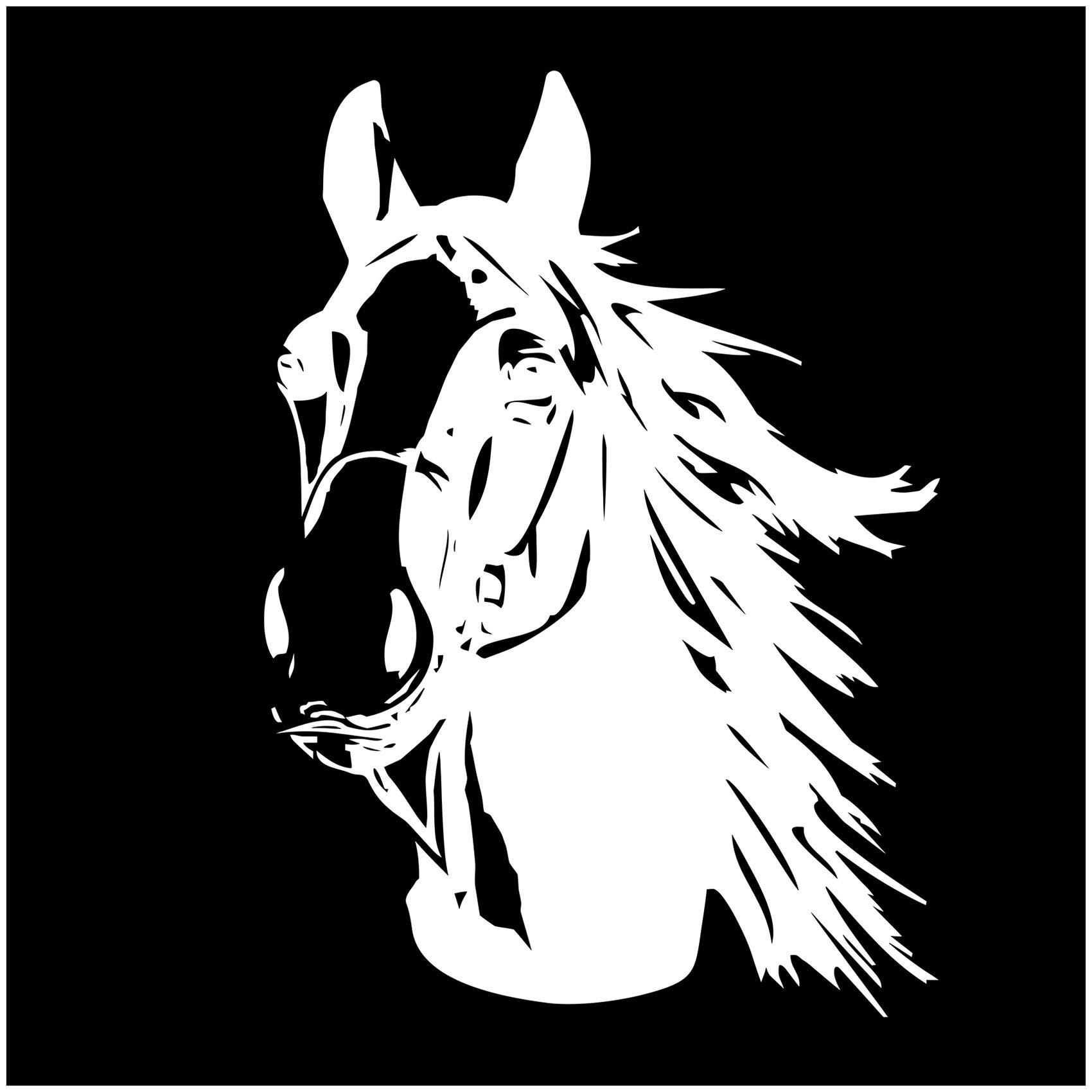 Sticker Horse Head Sticker for Car Trailer, Truck, Horses Car Sticker Decor Horse Motif Animal Motif K039 (White Gloss, 30 x 21 cm)