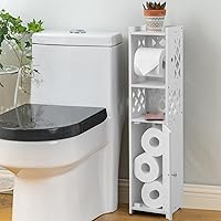 Vista 4 de Almacenamiento de papel higiénico: soporte de papel higiénico con rodillo para espacio pequeño, blanco