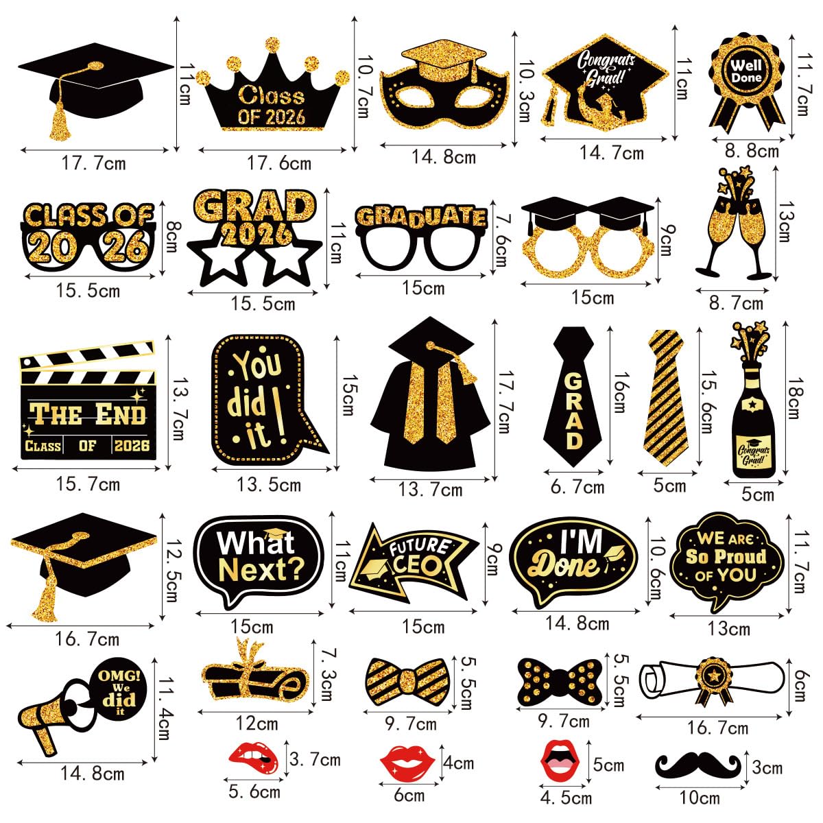 30 piezas de accesorios para cabina de fotos de graduación 2025, suministros de fiesta de graduación para la universidad, suministros de recuerdos de clase de decoración de graduación, juego de