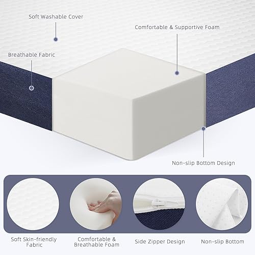Miniatura 3 de Colchón triple plegable, colchón de espuma plegable de 4 pulgadas con funda transpirable y lavable, cama portátil de invitados para habitación de