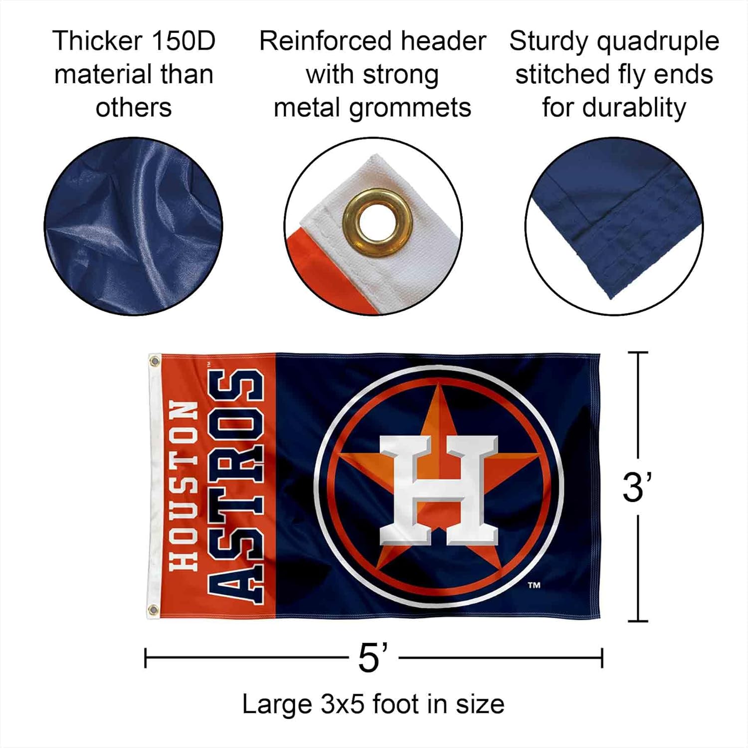 WinCraft Houston Astros Flag Pole and Bracket Set - Image 3