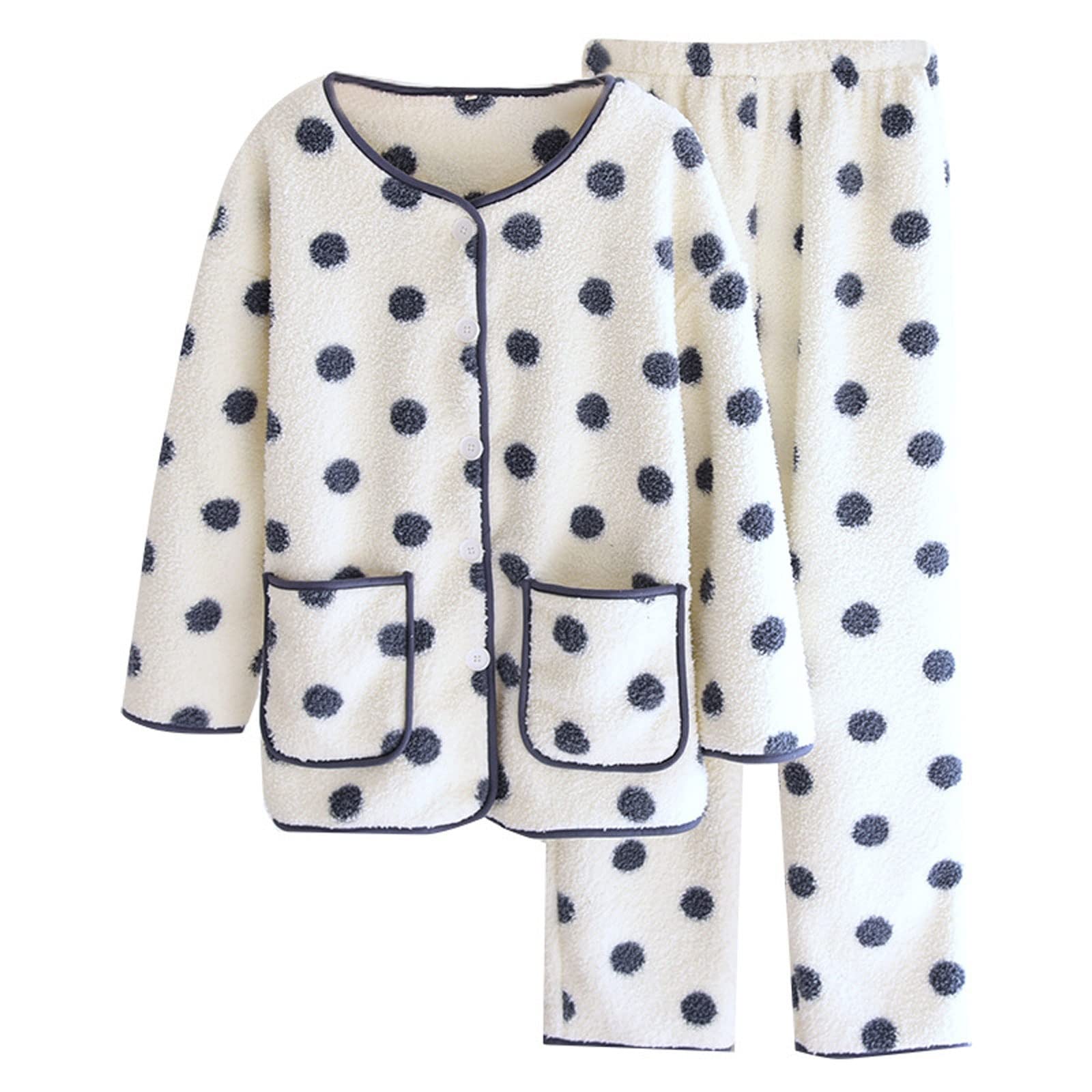 Zestaw piżam damskich Miękka bielizna nocna Pjs Piżama damska Coral Fleece Zima Pogrubienie Odzież domowa Garnitur Zestaw bielizny nocnej PJ Set Loungewear Bielizna nocna (Color : A, Size : Xl-size